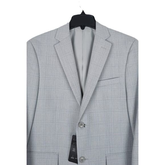 Alfani Men's Slim-Fit Stretch Suit Jacket Light Grey Plaid 44L NWT - Picture 4 of 7